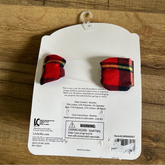 Nwt Little Me Set Plaid Red Blue Head wrap & Booties 0 - 12 Months Baby Girl - Picture 4 of 5